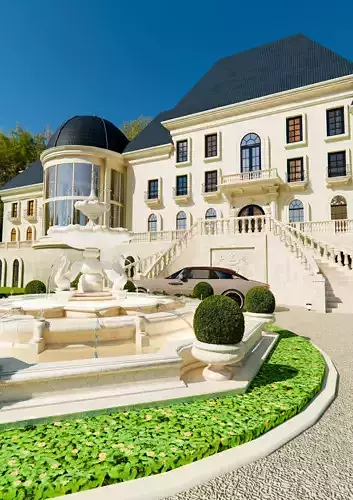 Les Cedres mansion - france 3d model 3D model 6