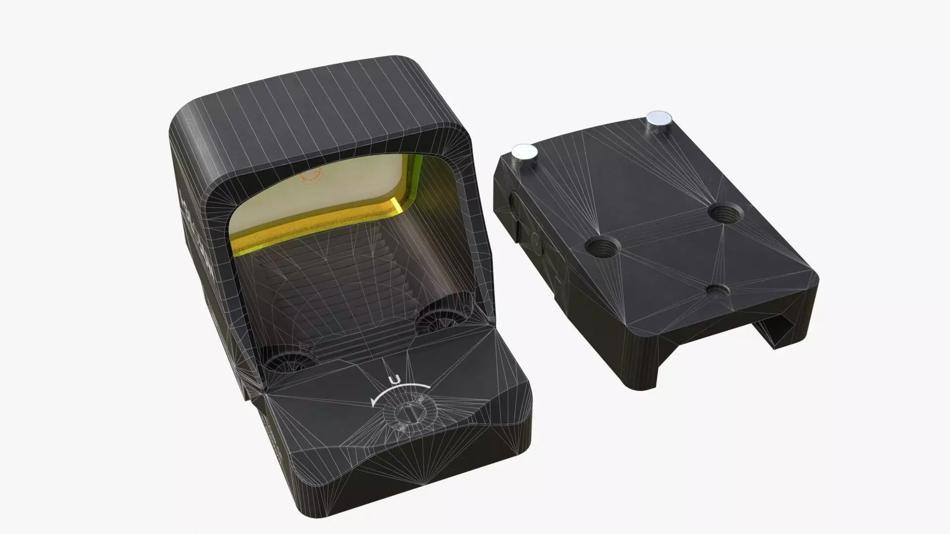 Holosun classic HS507COMP red dot sight Low-poly 3D model_13