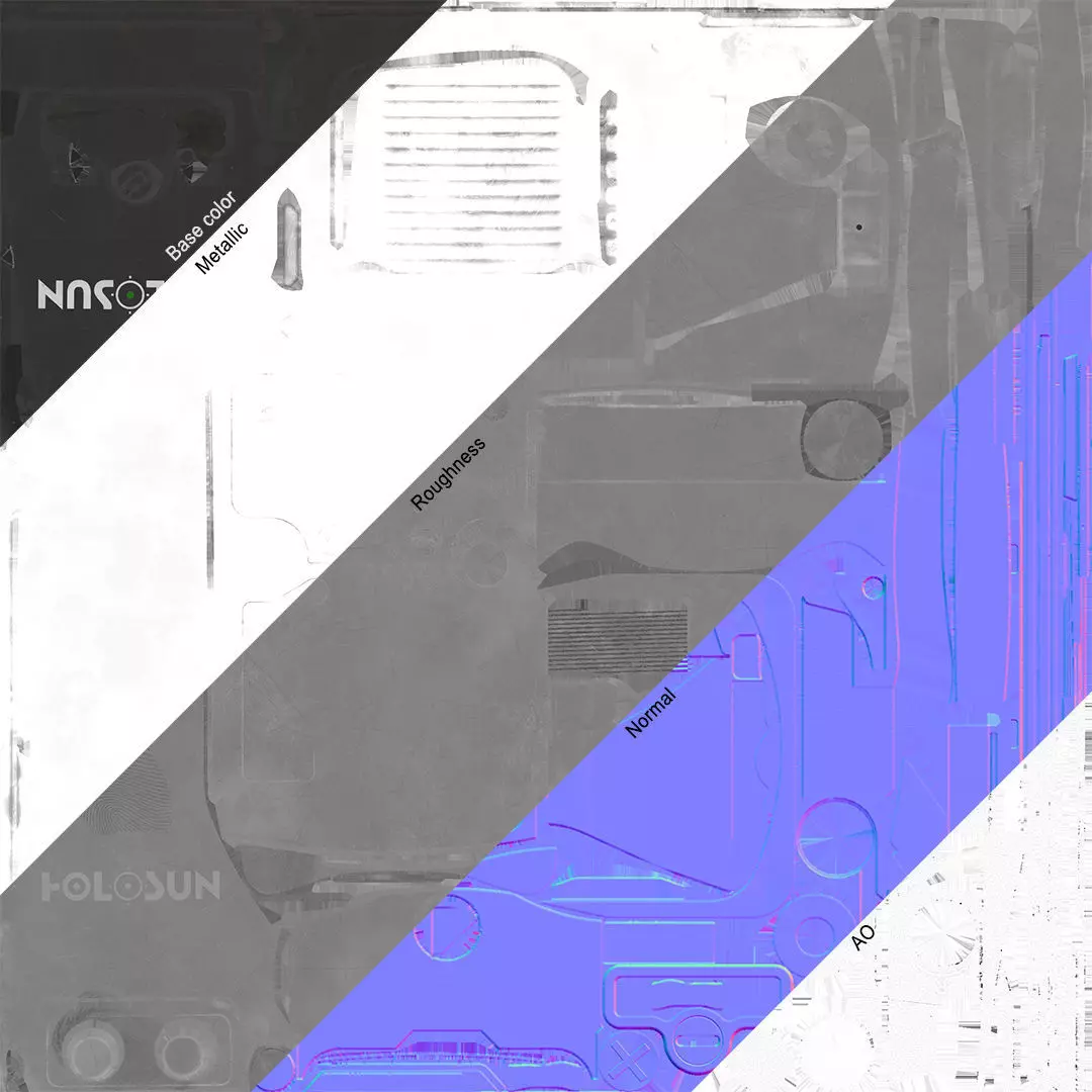 Holosun classic HS507COMP red dot sight Low-poly 3D model_30