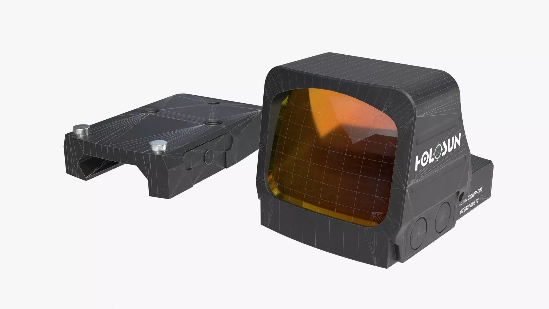 Holosun classic HS507COMP red dot sight Low-poly 3D model_2