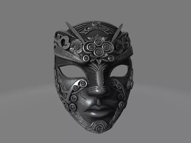 Japanese Inspired Ornamental Face Cover 3D print model_4