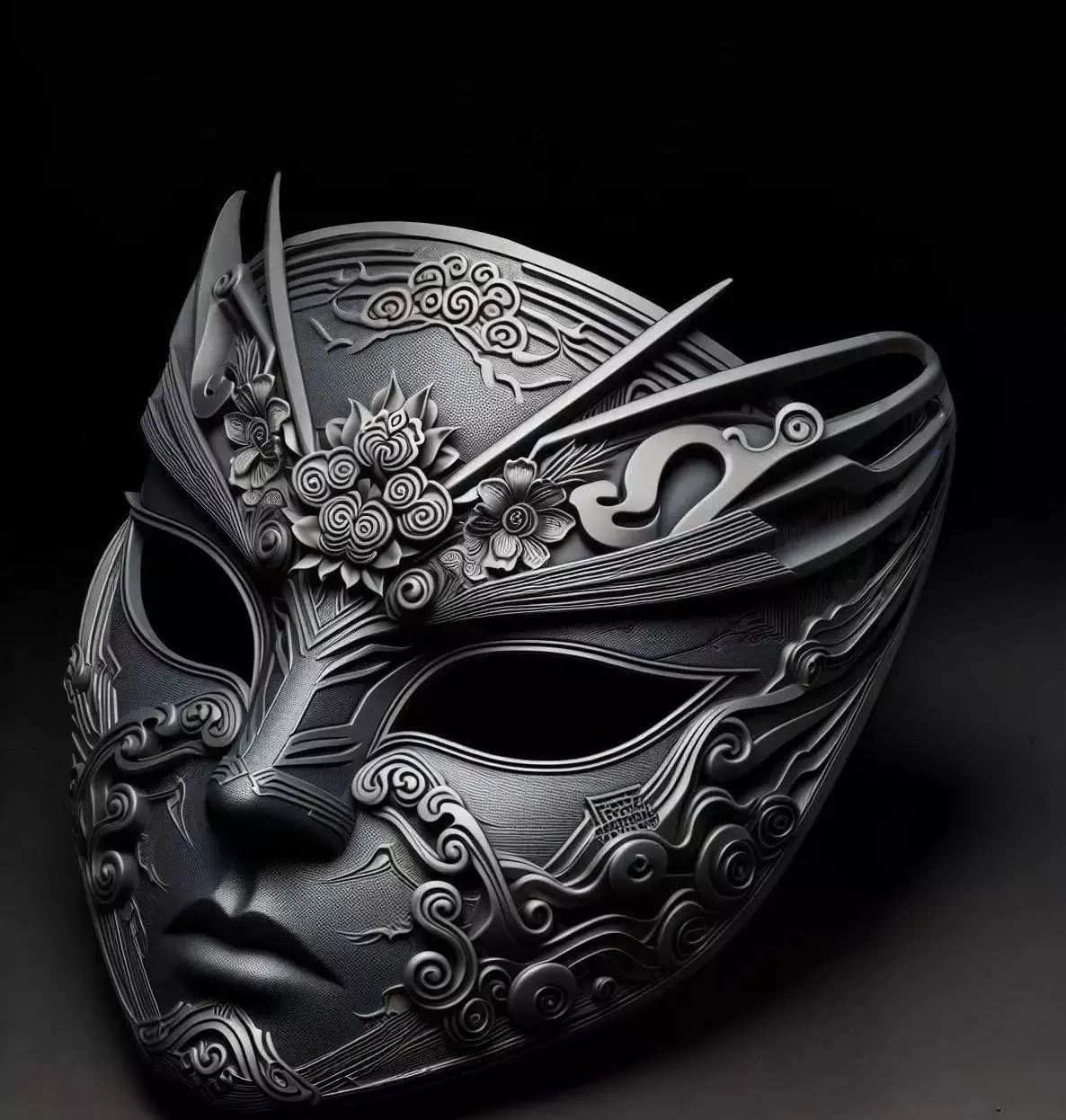 Japanese Inspired Ornamental Face Cover 3D print model_0