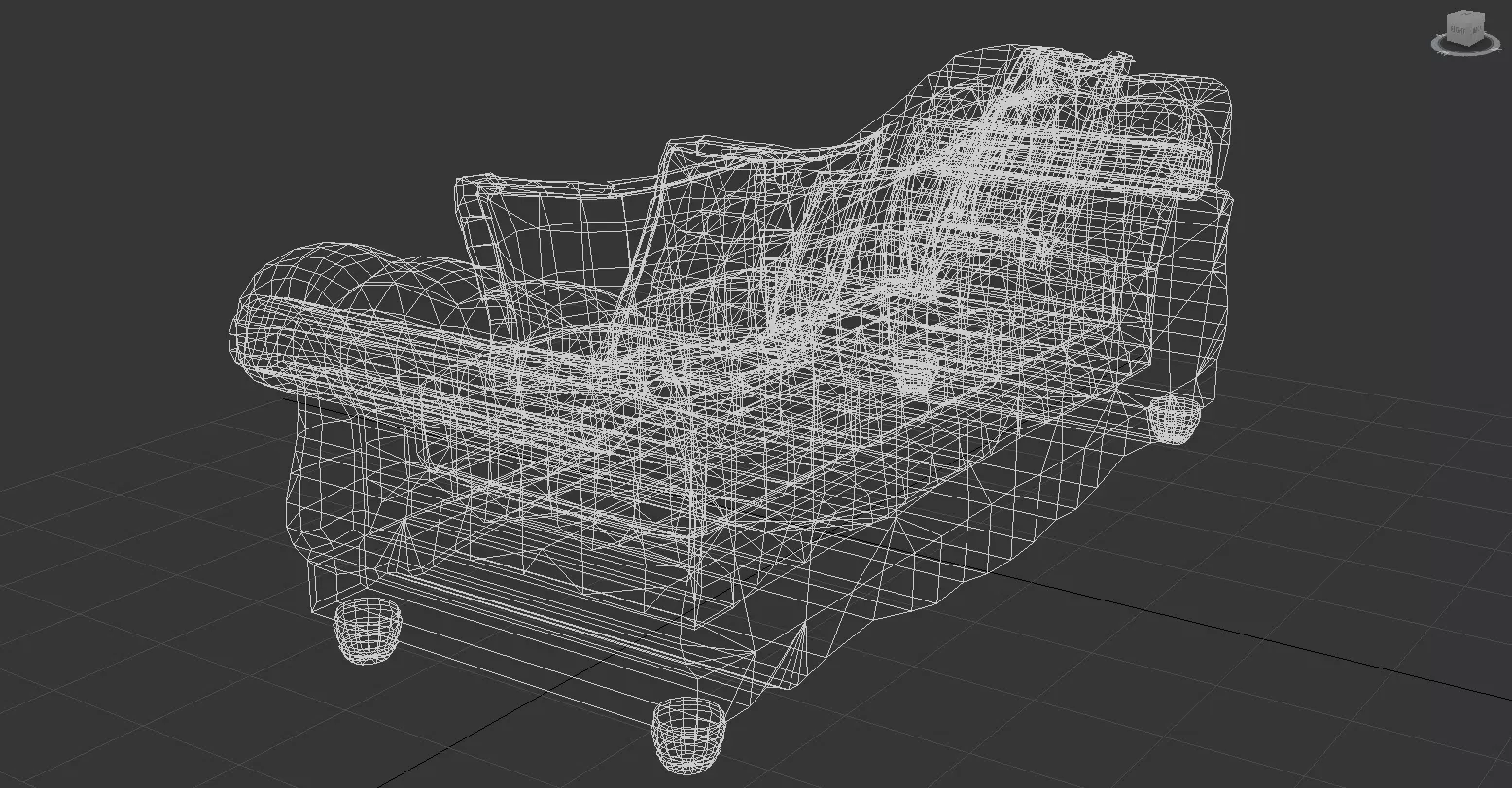 Antique Carved Sofa   High Poly 3D  Low-poly 3D model_12