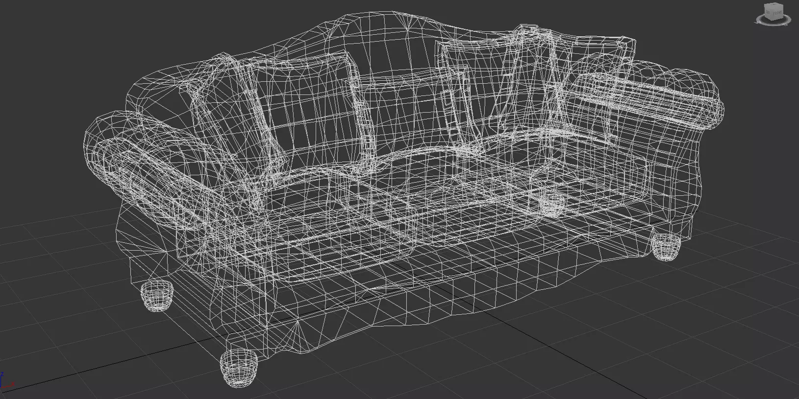 Antique Carved Sofa   High Poly 3D  Low-poly 3D model_8