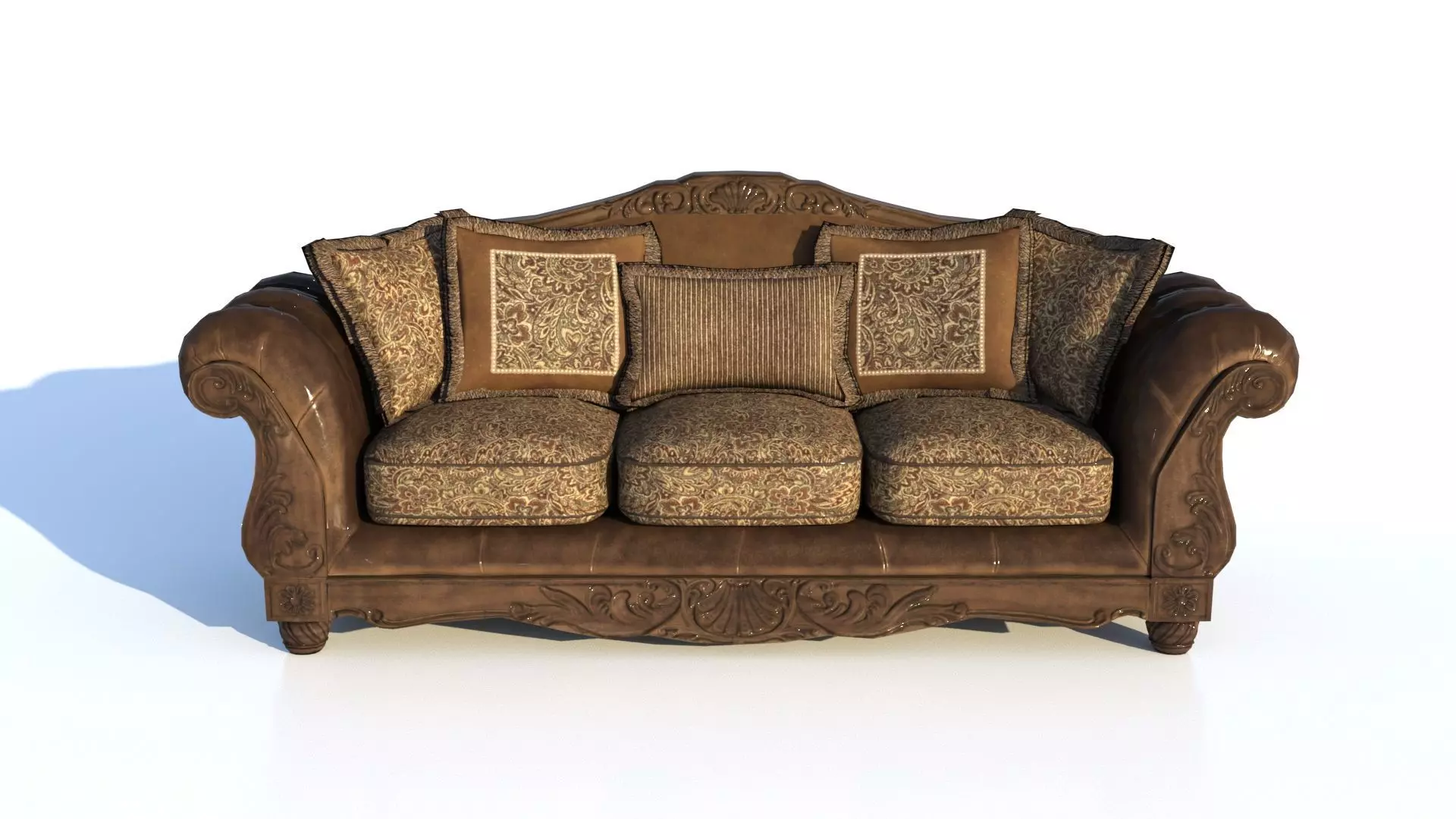 Antique Carved Sofa   High Poly 3D  Low-poly 3D model_1