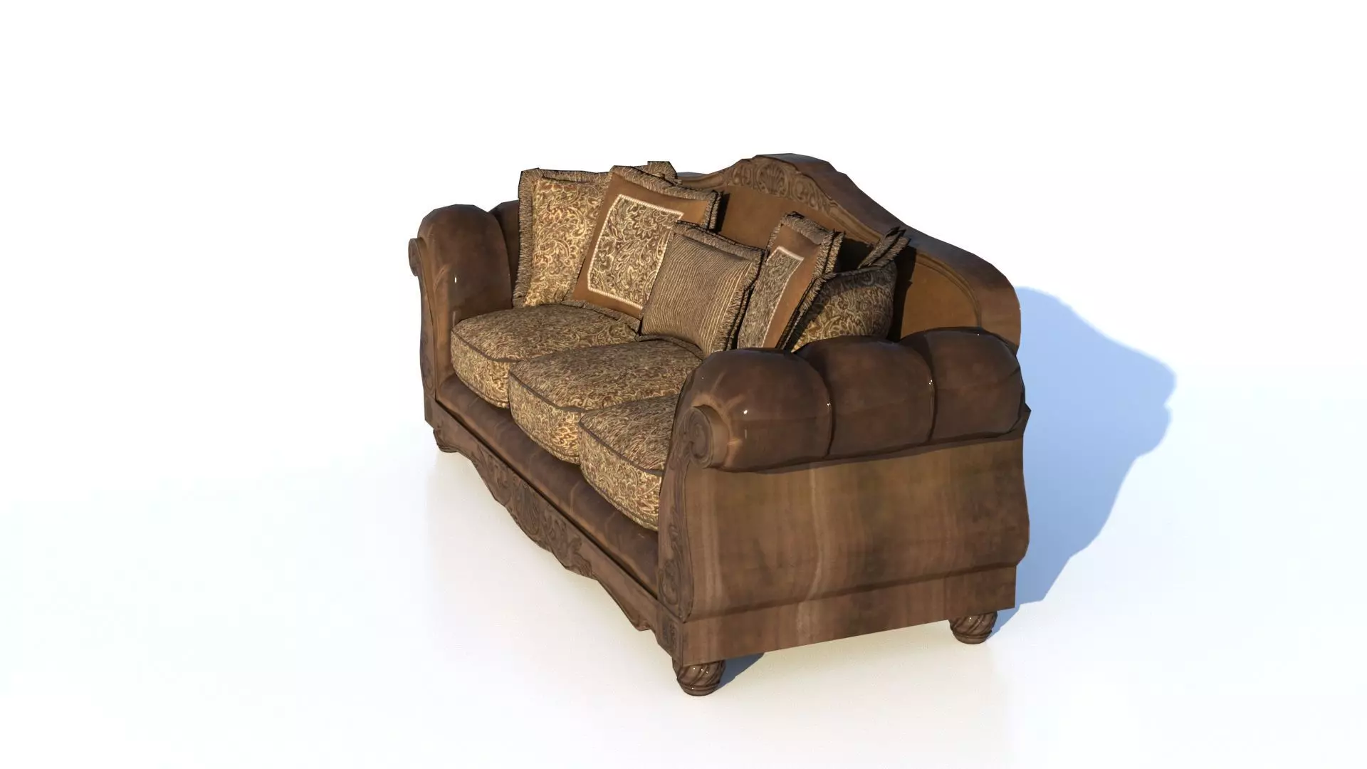Antique Carved Sofa   High Poly 3D  Low-poly 3D model_2