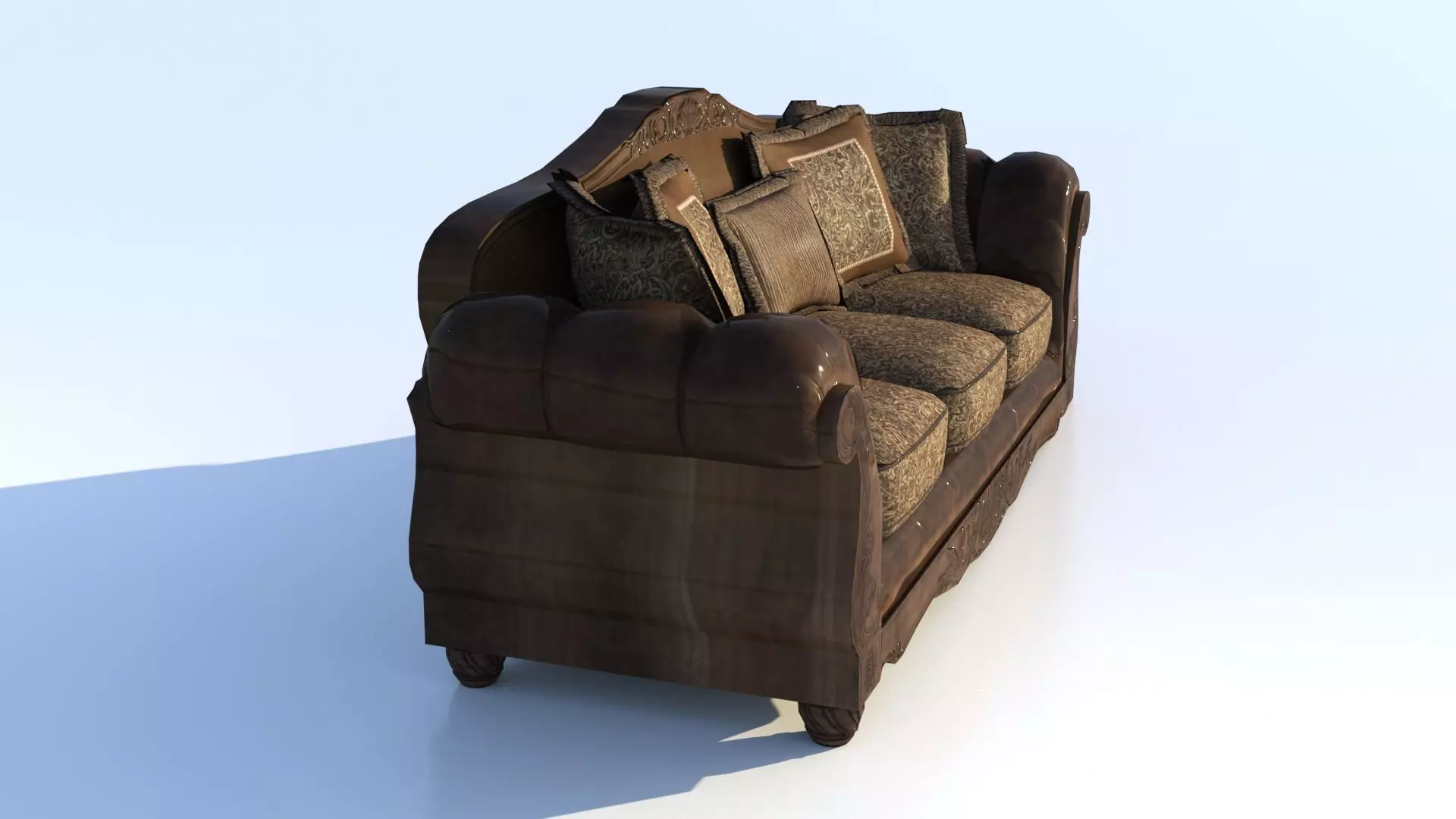 Antique Carved Sofa   High Poly 3D  Low-poly 3D model_3