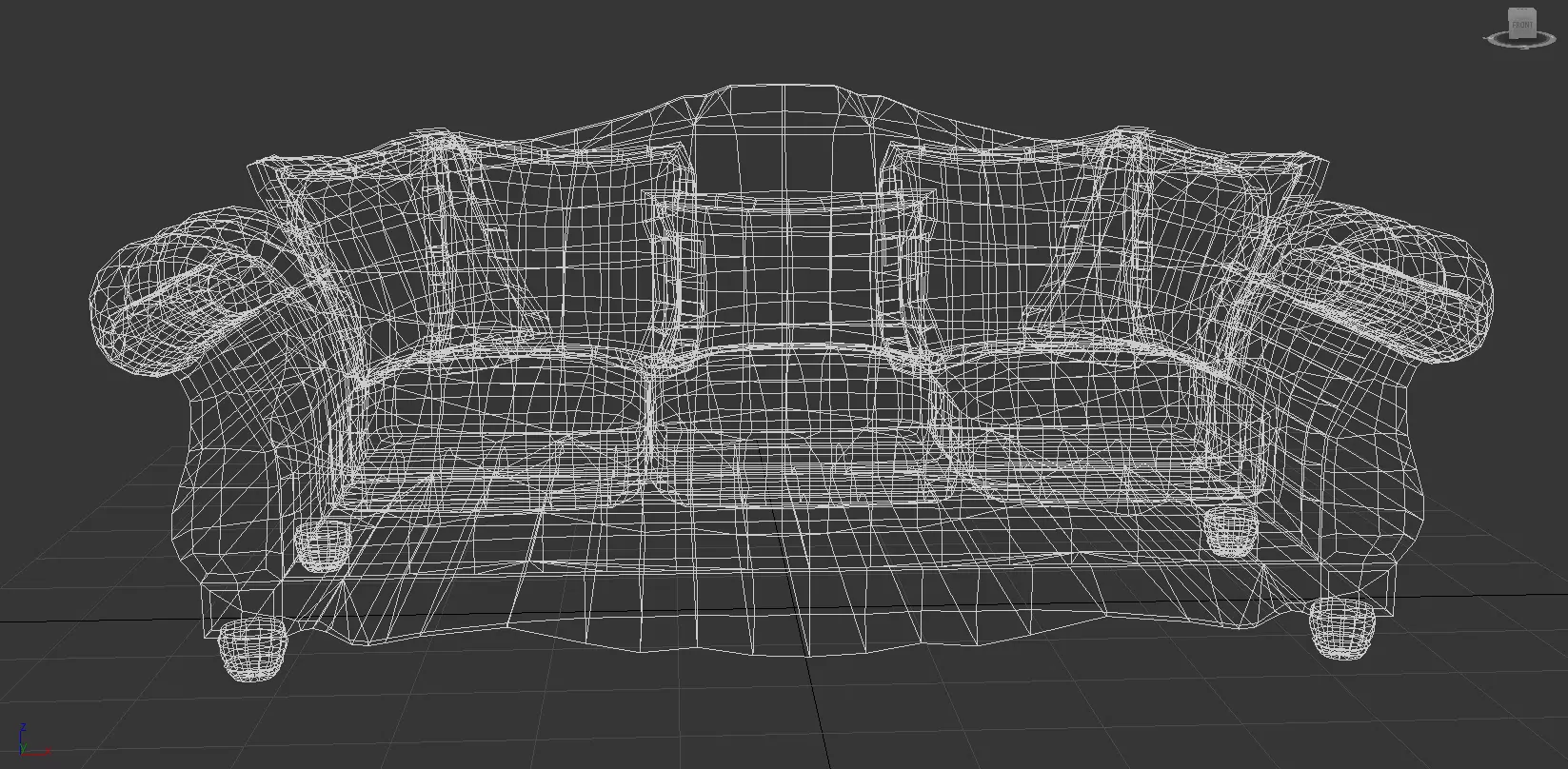 Antique Carved Sofa   High Poly 3D  Low-poly 3D model_9
