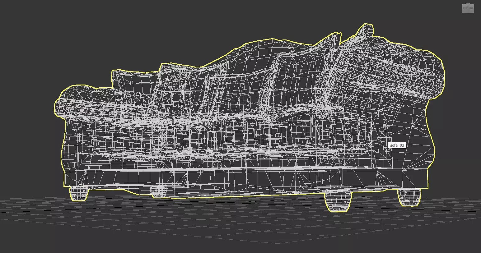 Antique Carved Sofa   High Poly 3D  Low-poly 3D model_10