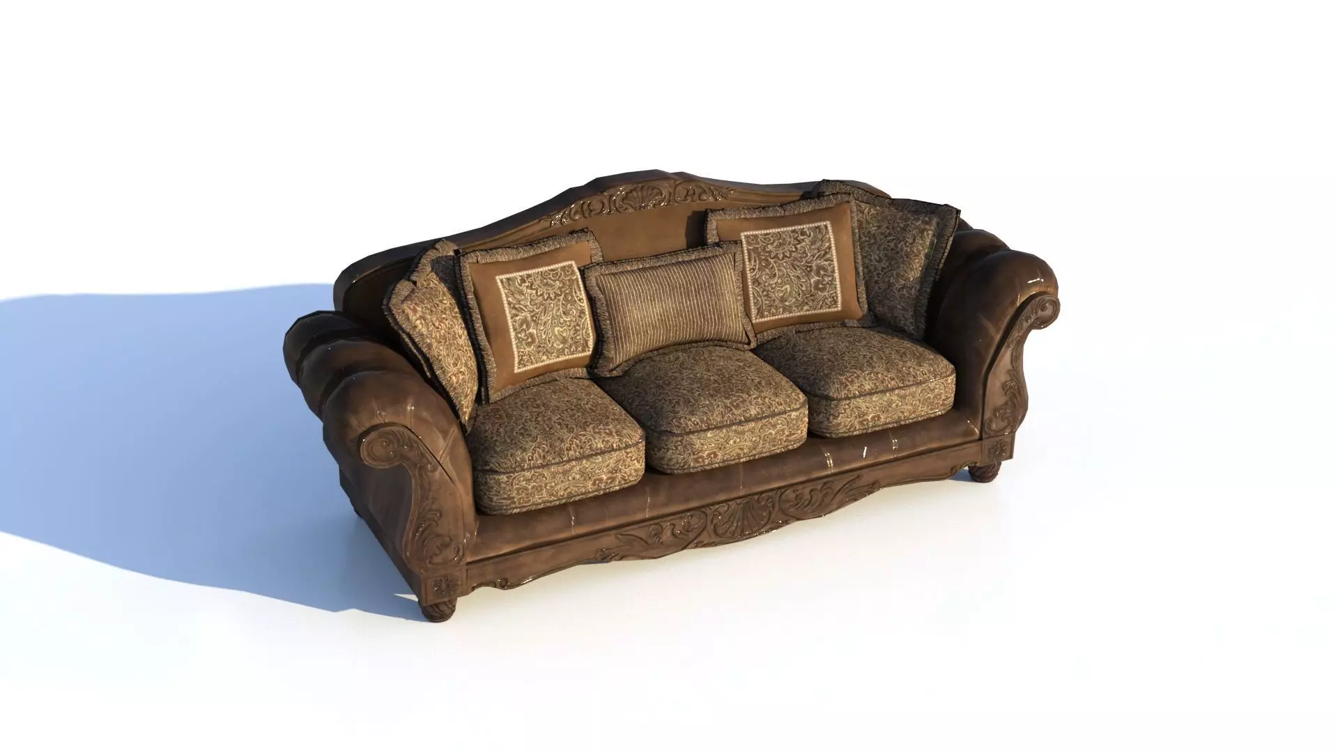Antique Carved Sofa   High Poly 3D  Low-poly 3D model_0