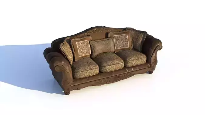 Antique Carved Sofa   High Poly 3D  Low-poly 3D model Antique Carved Sofa   High Poly 3D  Low-poly 3D model