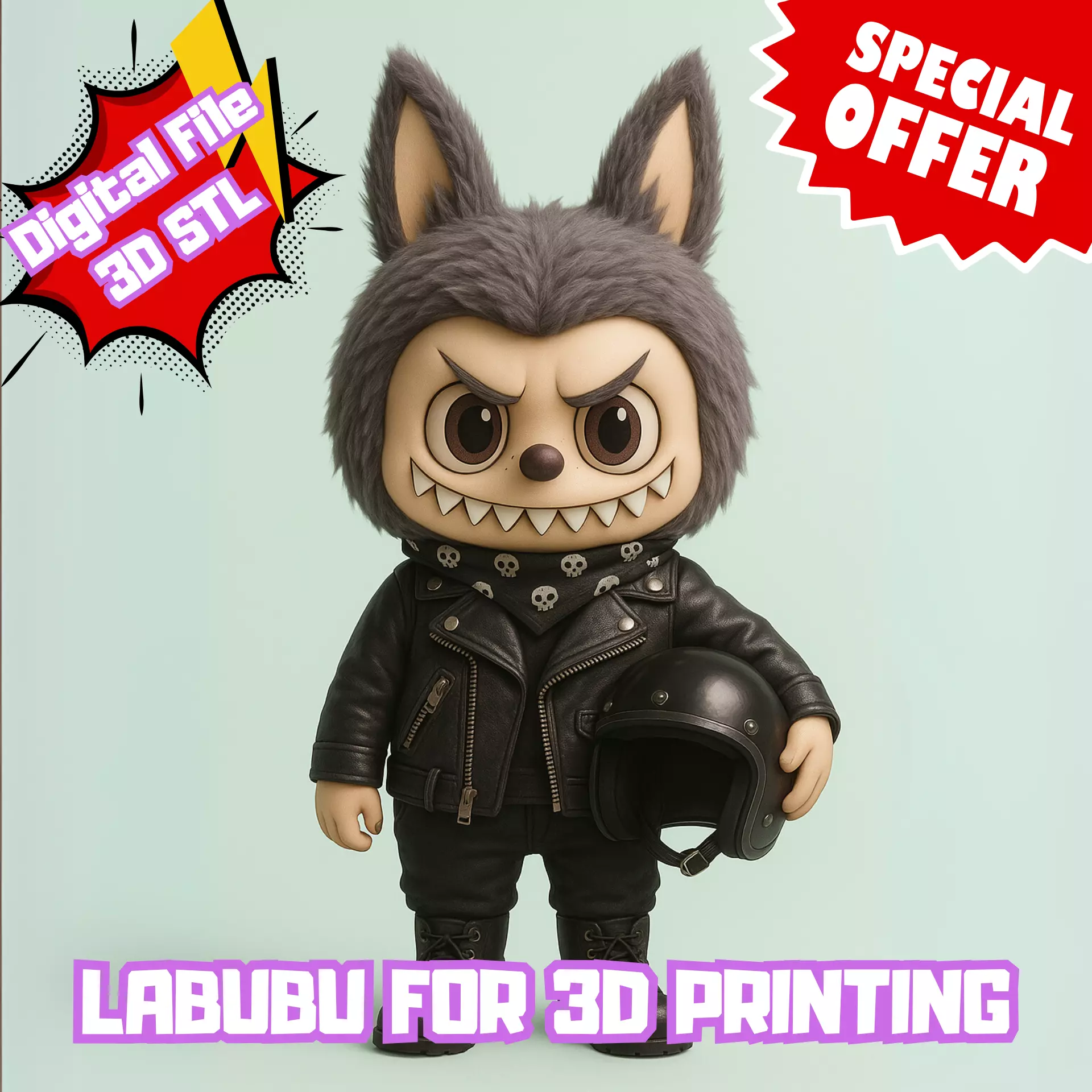 Labubu Biker Boy 3D print model_0