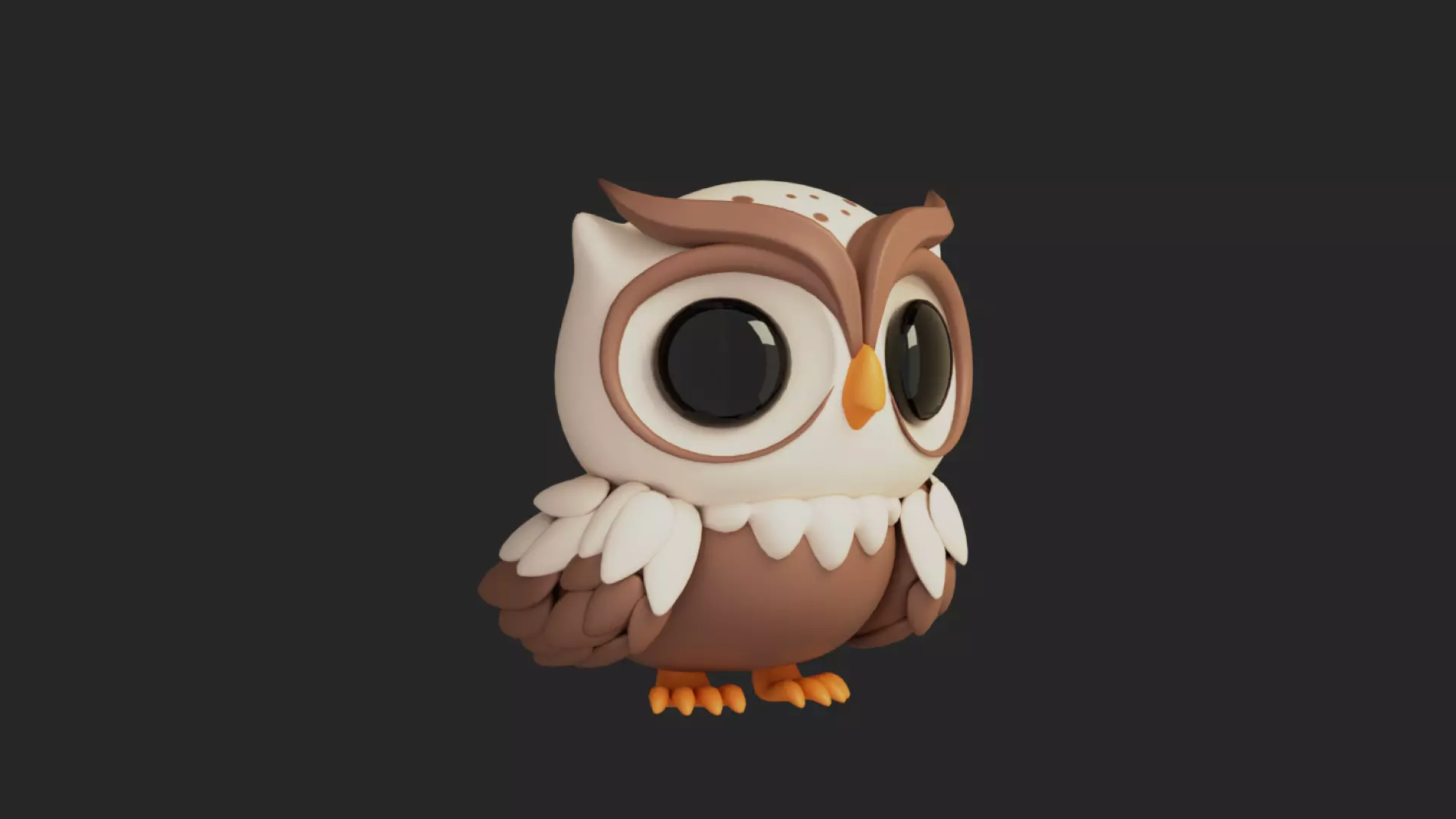Cartoon Chibi Owl 3D Model Rigged  Animated Blender Ready Low-poly 3D model_4