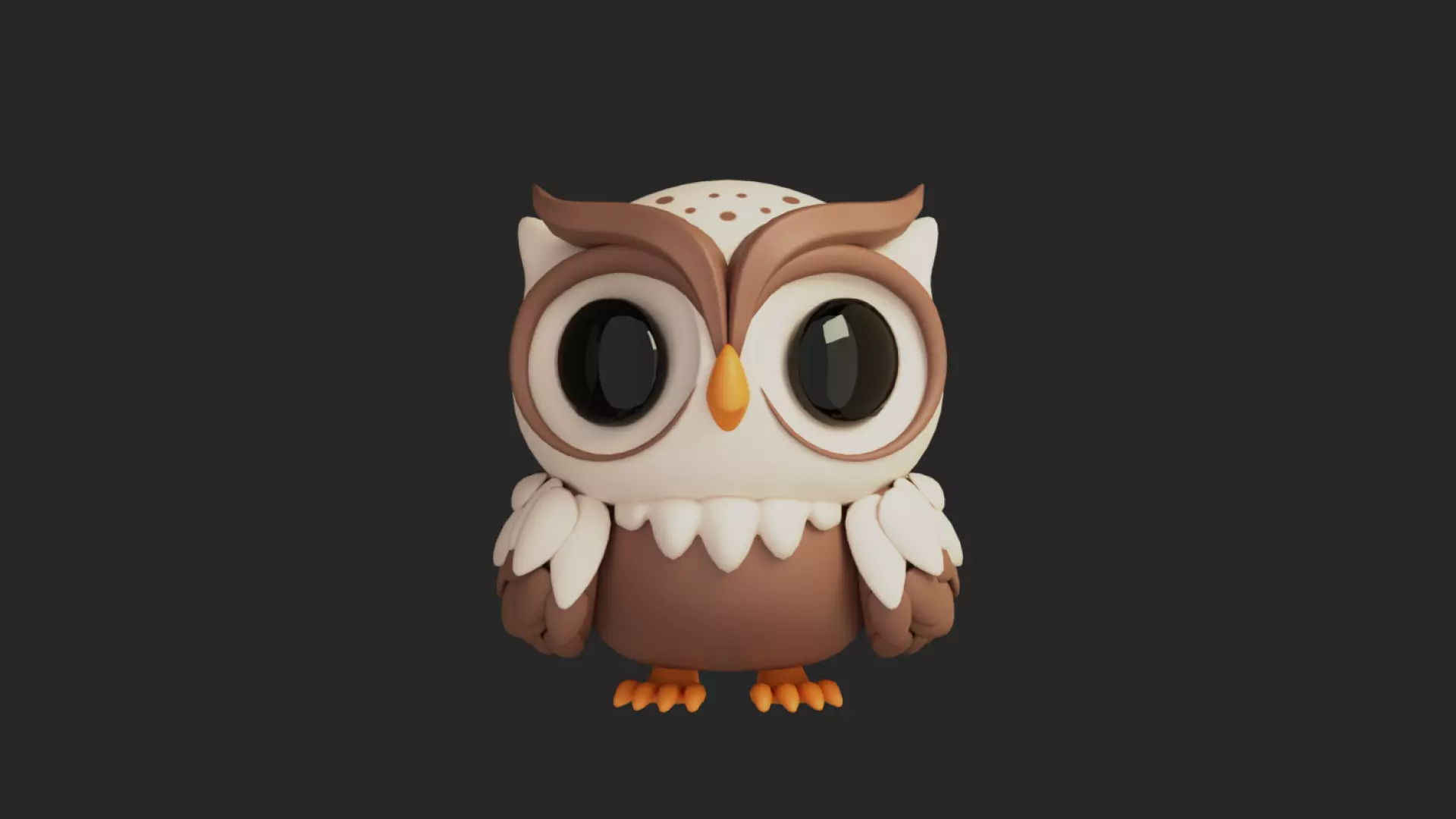 Cartoon Chibi Owl 3D Model Rigged  Animated Blender Ready Low-poly 3D model_6
