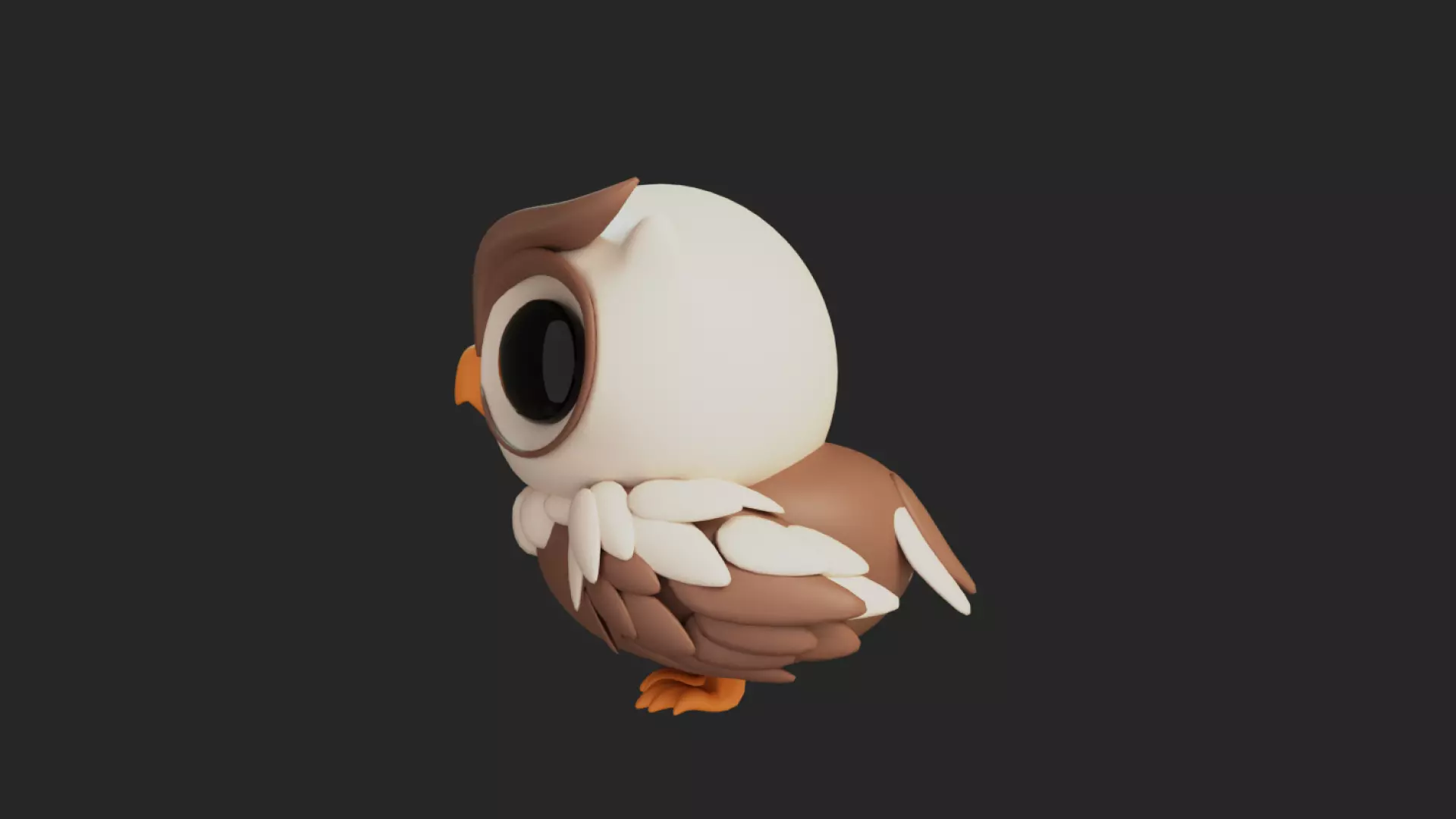 Cartoon Chibi Owl 3D Model Rigged  Animated Blender Ready Low-poly 3D model_9