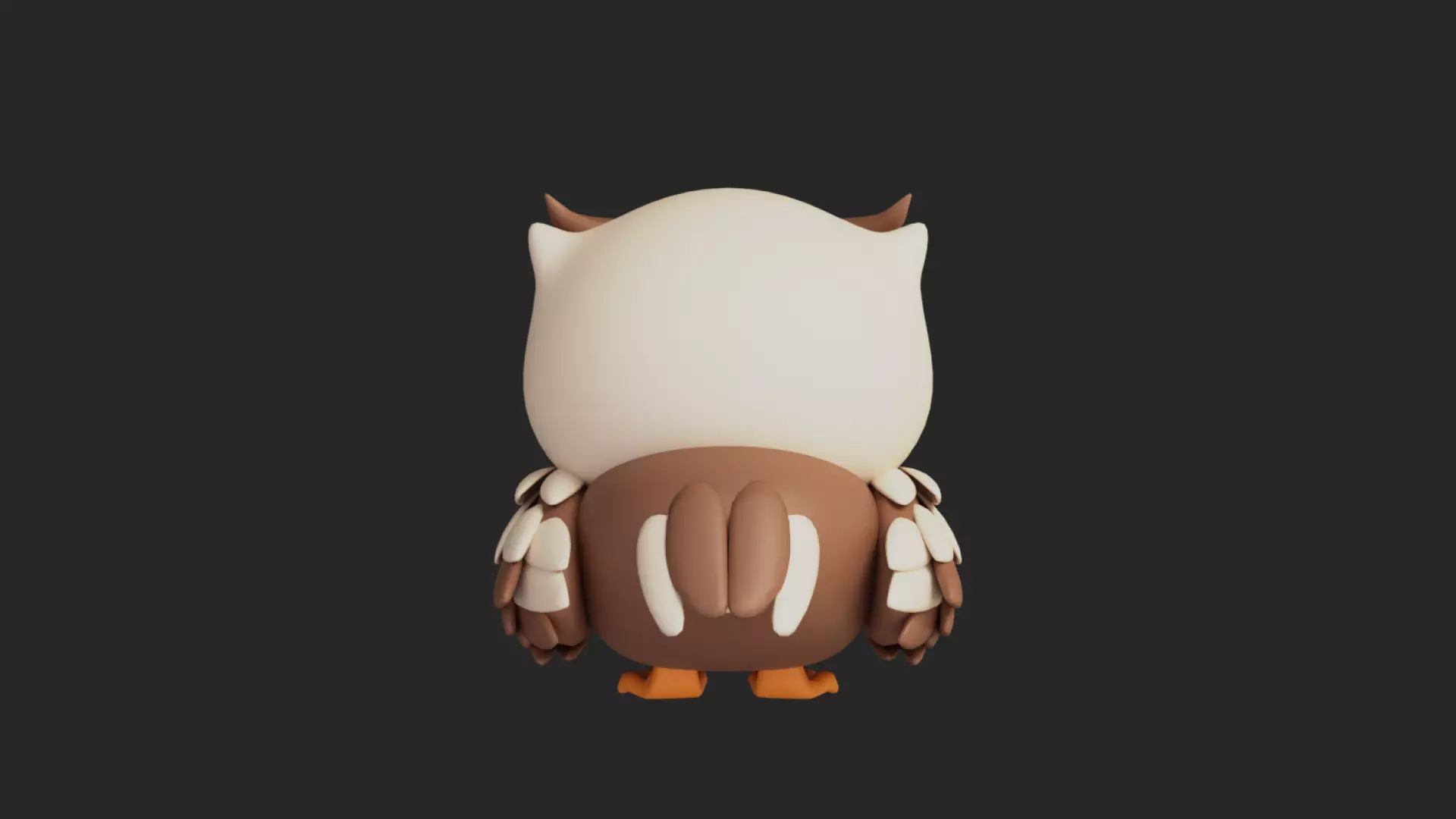 Cartoon Chibi Owl 3D Model Rigged  Animated Blender Ready Low-poly 3D model_8