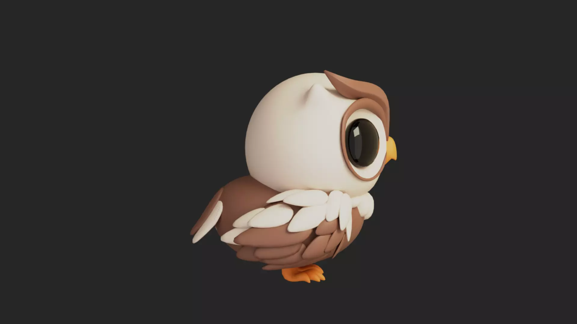 Cartoon Chibi Owl 3D Model Rigged  Animated Blender Ready Low-poly 3D model_7