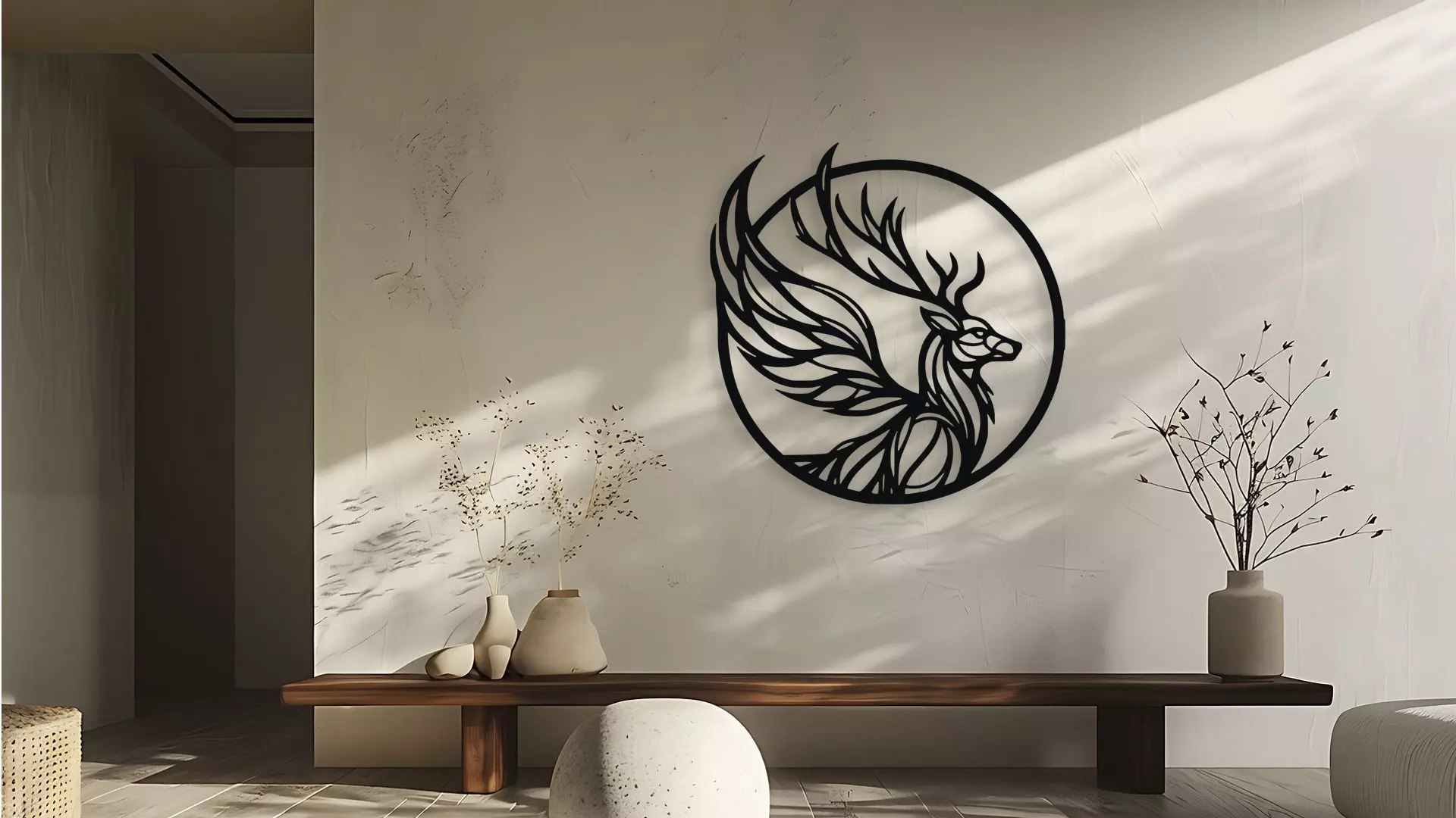 Deer with Wings Wall Decor 3D model_1