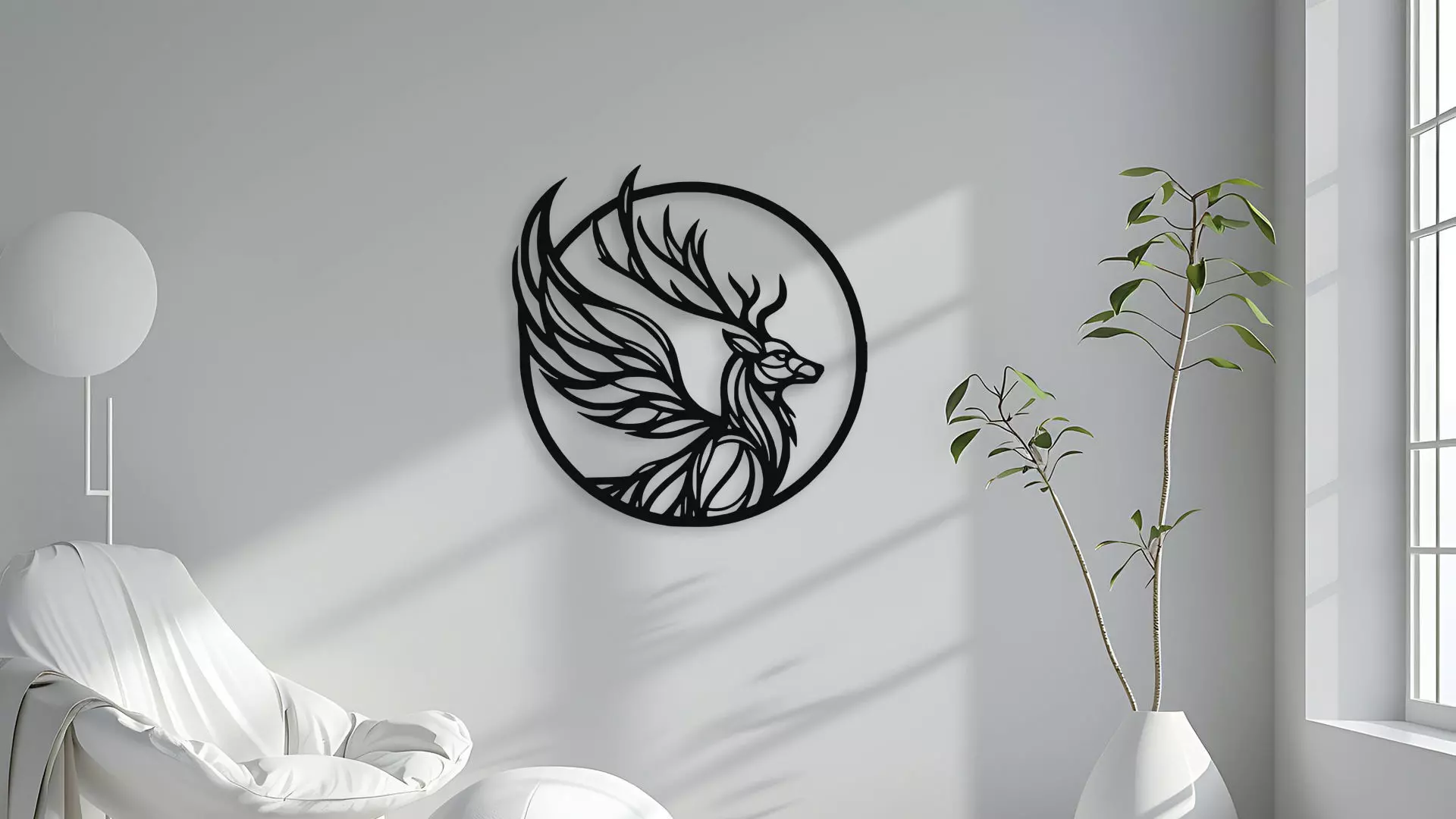 Deer with Wings Wall Decor 3D model_4