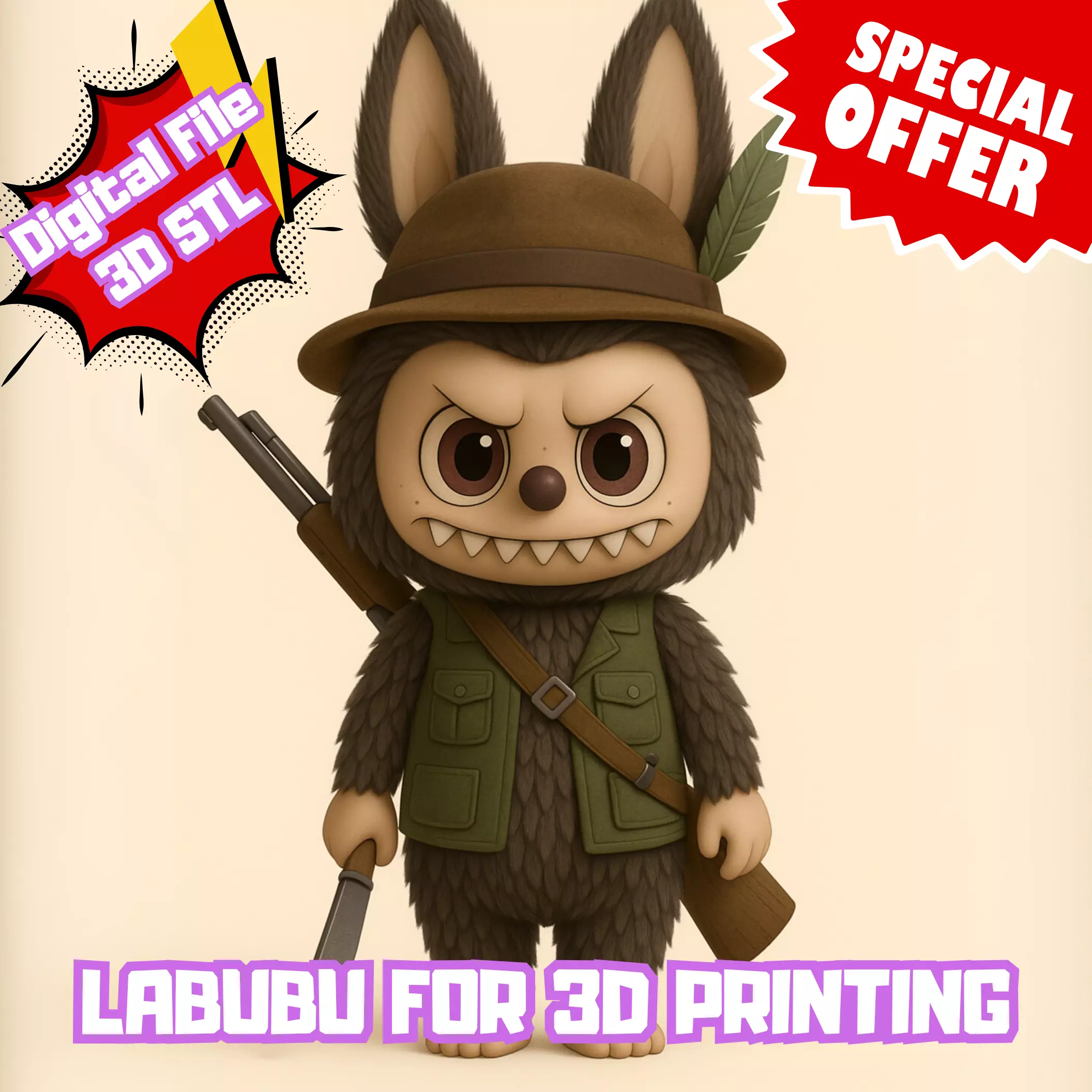 Labubu Hunter 3D print model_0