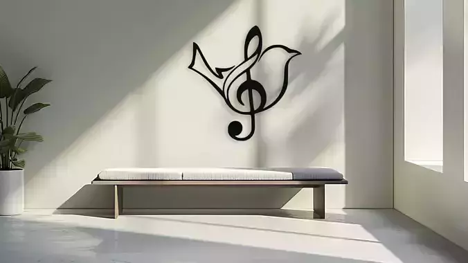 Treble Clef Bird Wall Decor Art