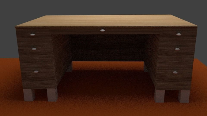 Wooden Office Table Free low-poly 3D model