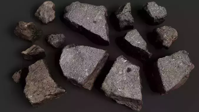 asphalt debris street shards detail PBR photogrammetry Low-poly 3D model