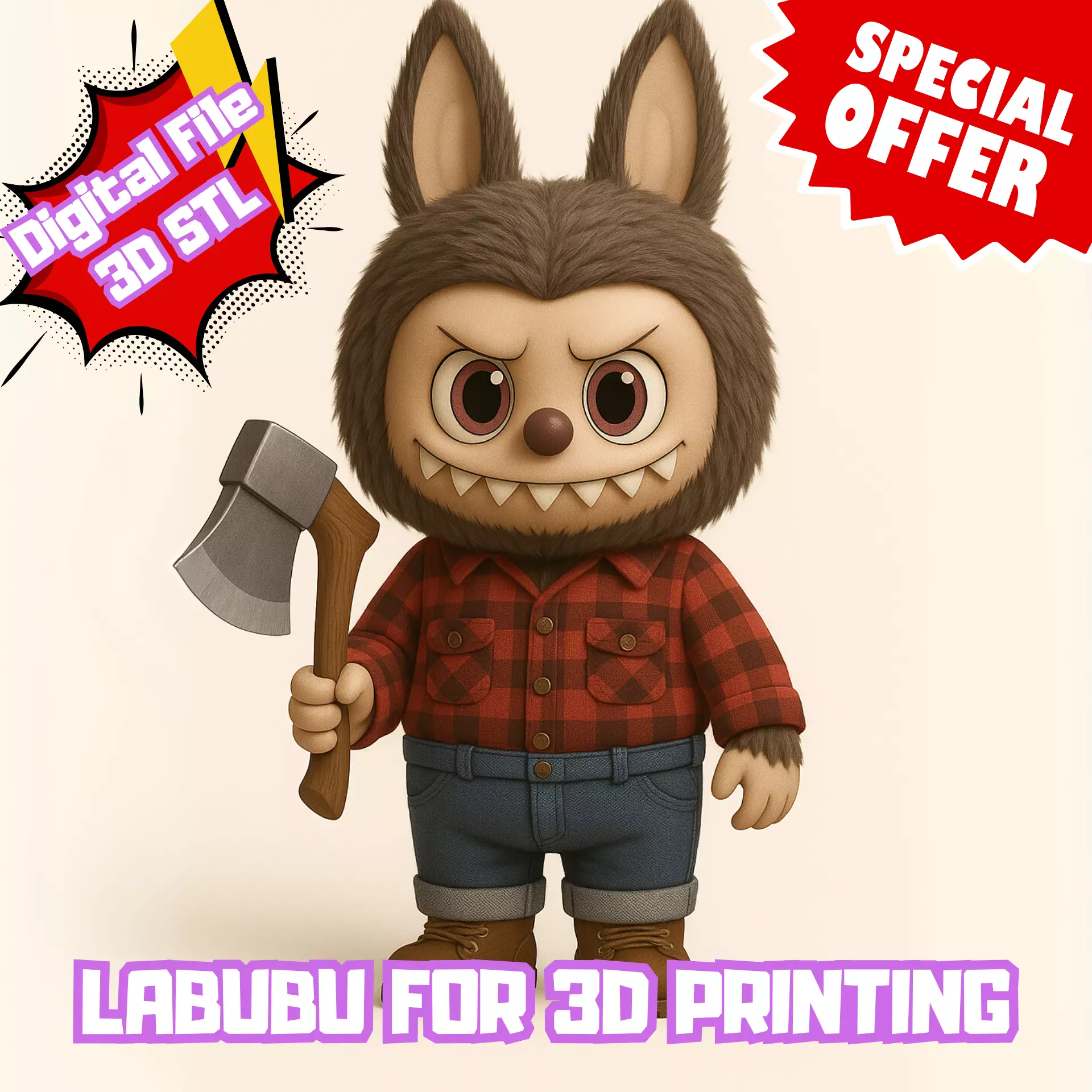 Labubu Lumberjack 3D print model_0