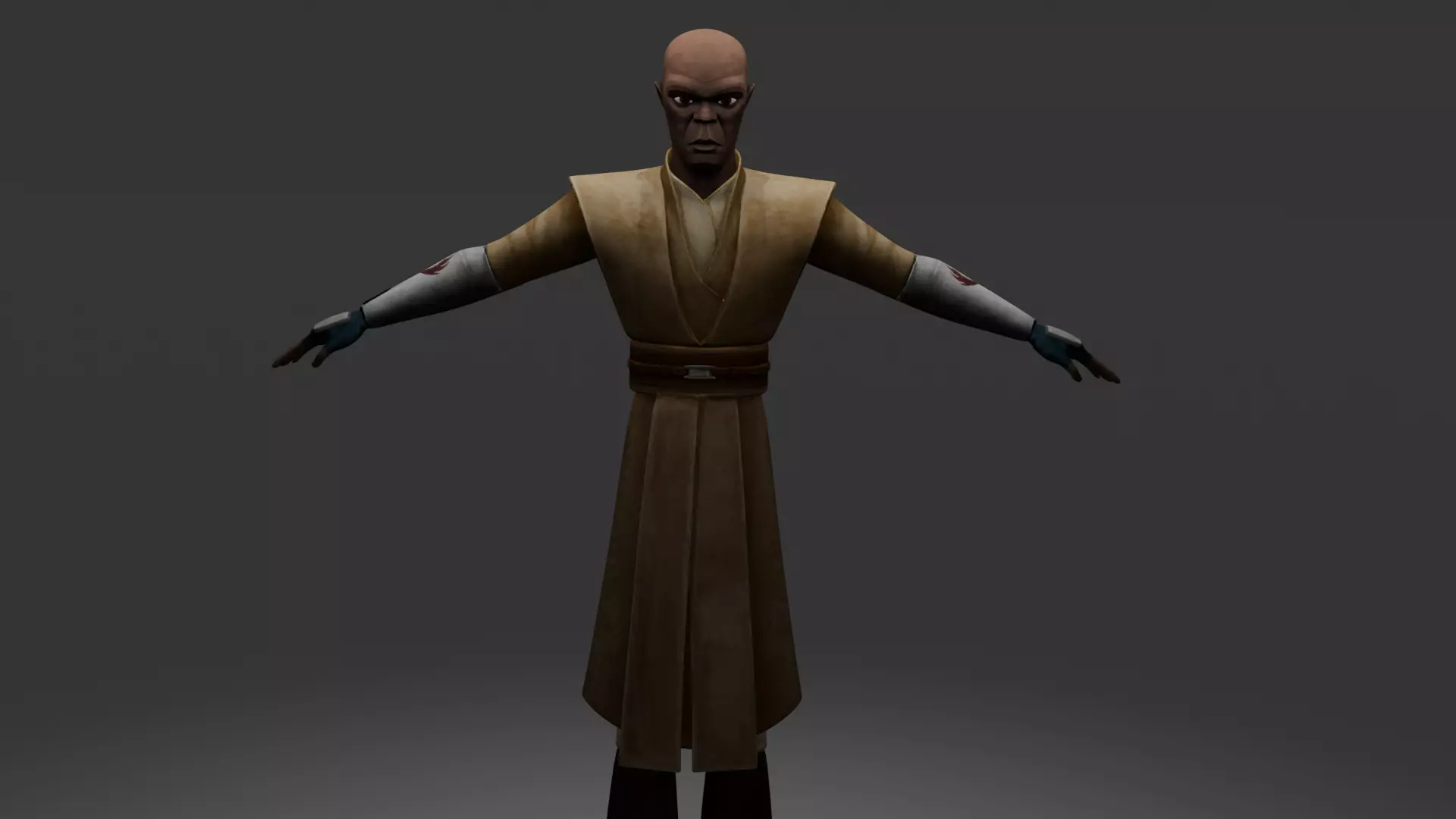 Mace Windu Clone Wars Style Low-poly 3D model_1