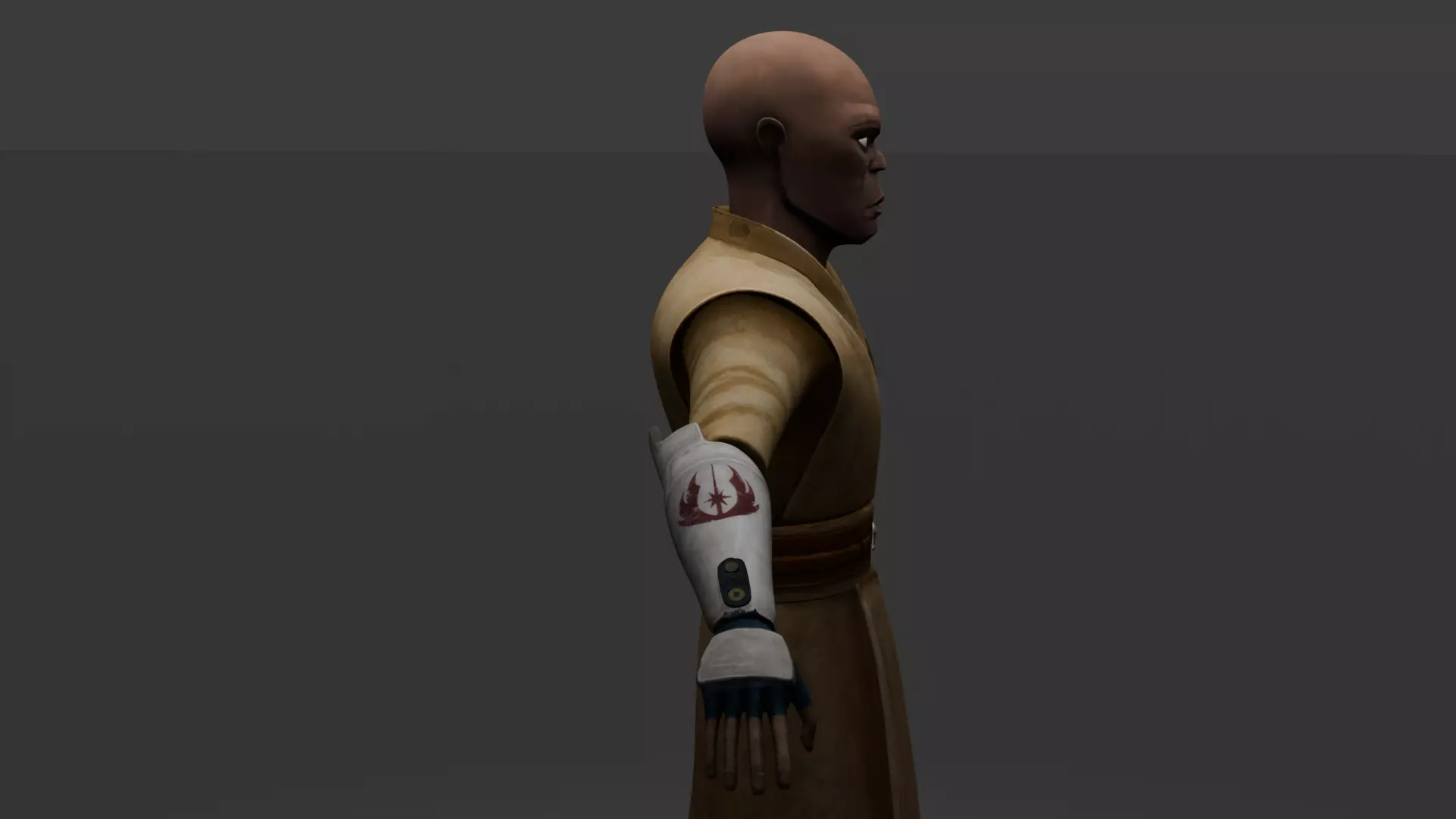 Mace Windu Clone Wars Style Low-poly 3D model_6