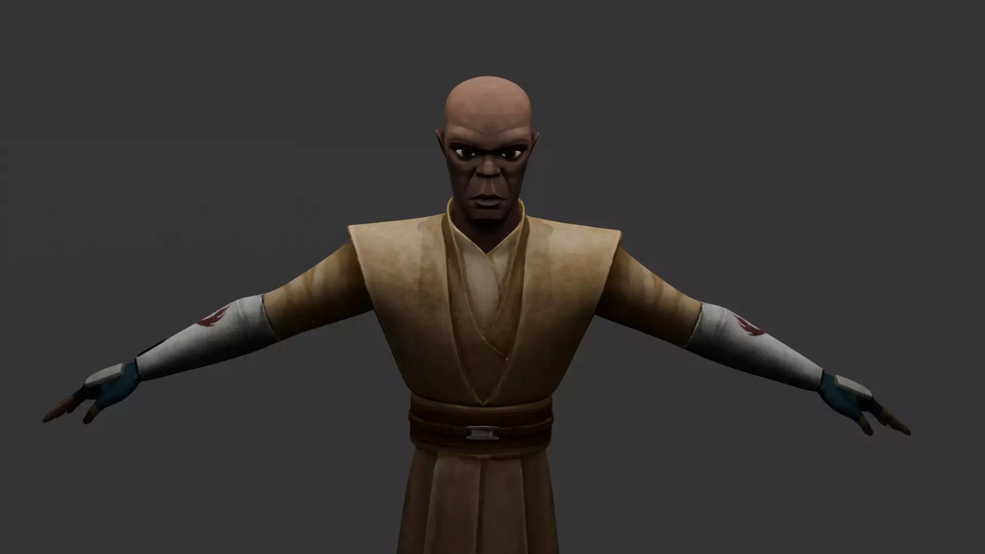 Mace Windu Clone Wars Style Low-poly 3D model_2