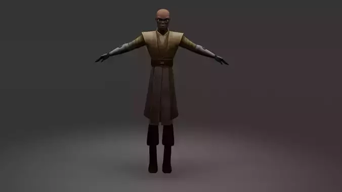 Mace Windu Clone Wars Style Low-poly 3D model
