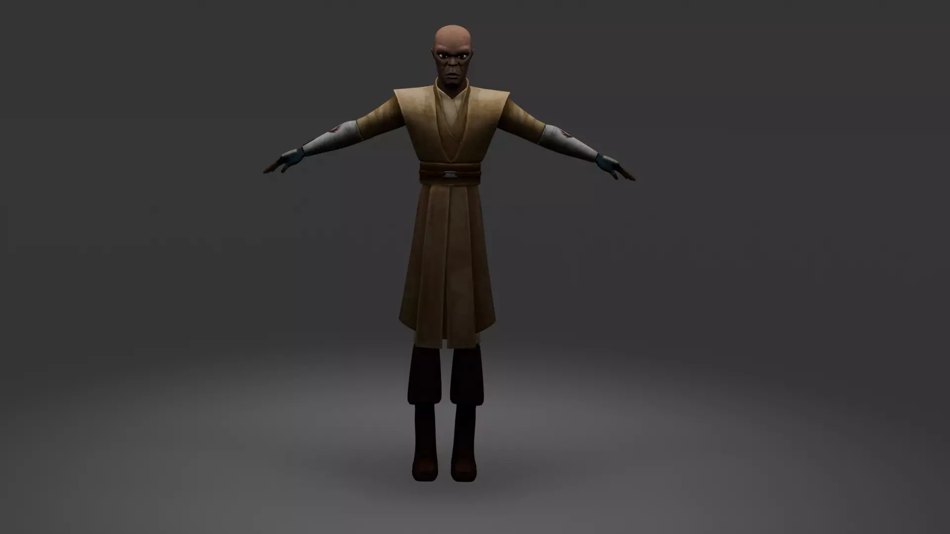 Mace Windu Clone Wars Style Low-poly 3D model_0