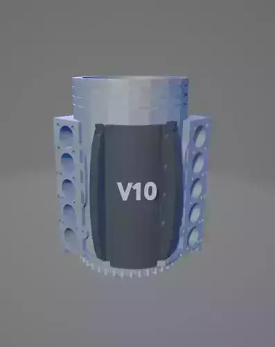 3D Printable- V10 Engine Block Beer Mug with Fixed Flywheel 