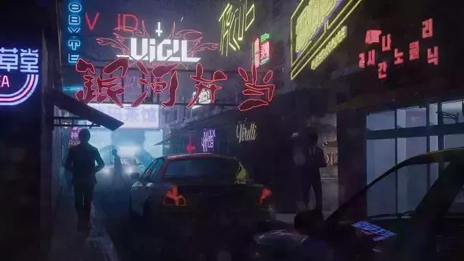 Collection of 22 Cyberpunk Neon Signs  Low-poly 3D model