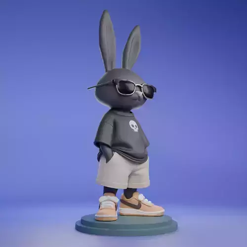 Urban Style Rabbit with Dark Sunglasses 3D print model