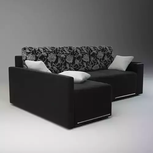 L Shape Corner Sectional Sofa Fabric Upholstered 3D model 4