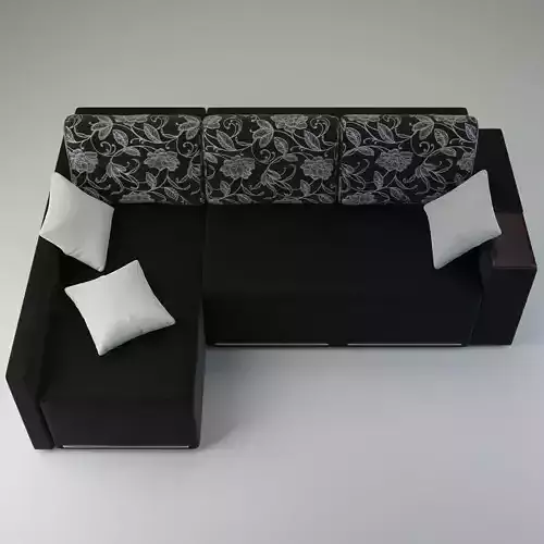 L Shape Corner Sectional Sofa Fabric Upholstered 3D model 5