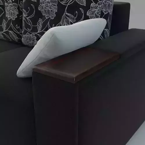 L Shape Corner Sectional Sofa Fabric Upholstered 3D model 6