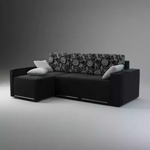L Shape Corner Sectional Sofa Fabric Upholstered 3D model 2
