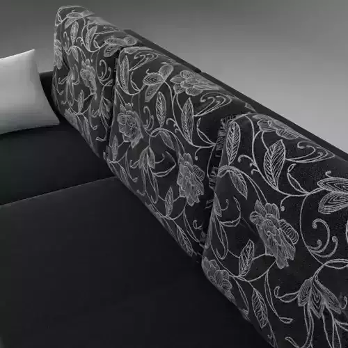 L Shape Corner Sectional Sofa Fabric Upholstered 3D model 7