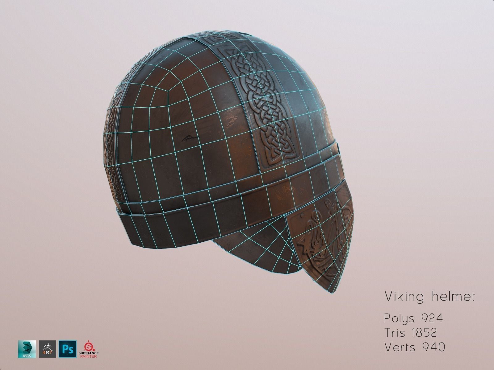 Viking helmet PBR Low-poly 3D model_7