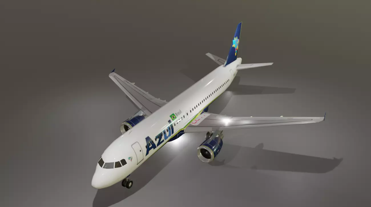 Azul airlines airbus a320-214 low poly 3D Model Low-poly 3D model