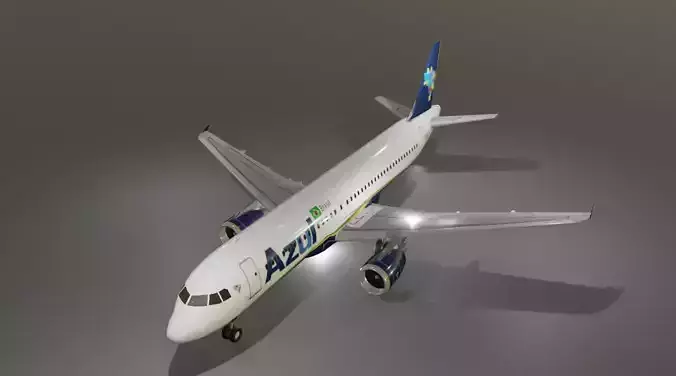 Azul airlines airbus a320-214 low poly 3D Model  Low-poly 3D model