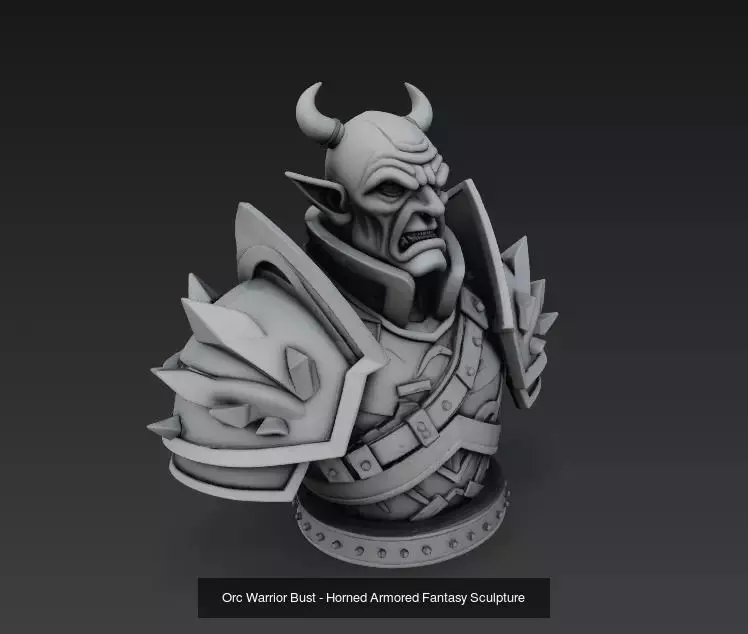 Orc Warrior Bust Collection - Stylized Armored CGI - Sculpture _2