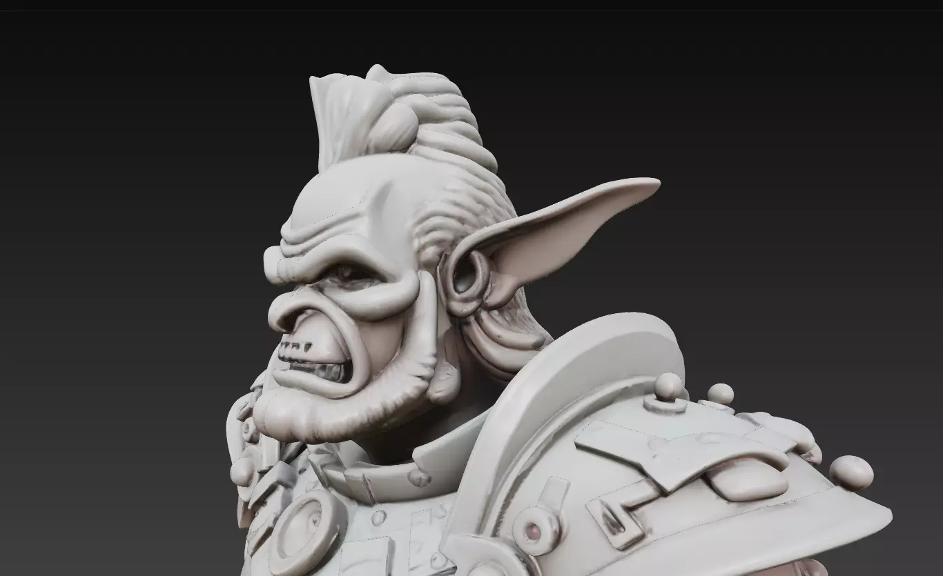 Orc Warrior Bust Collection - Stylized Armored CGI - Sculpture _8