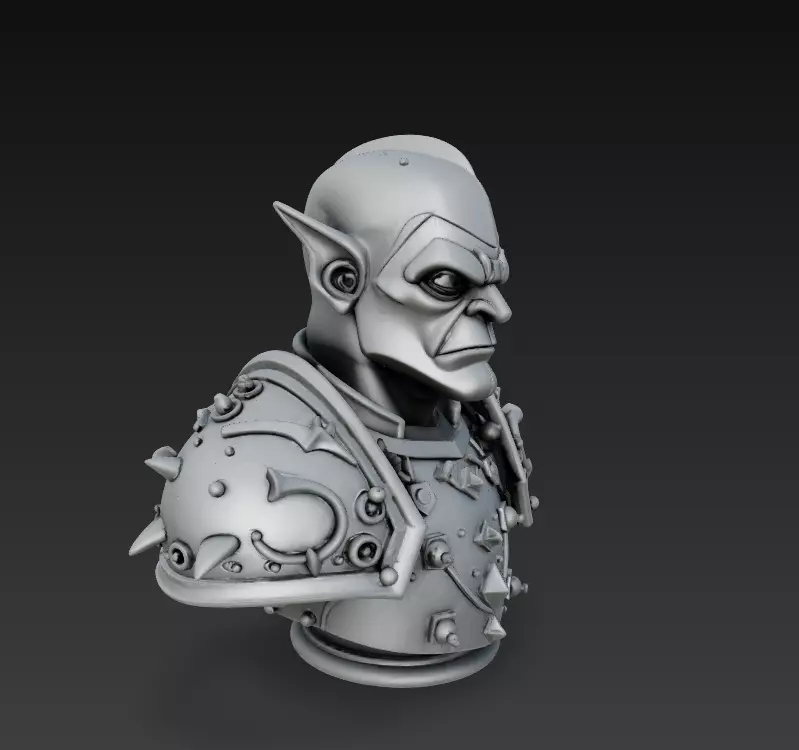 Orc Warrior Bust Collection - Stylized Armored CGI - Sculpture _9