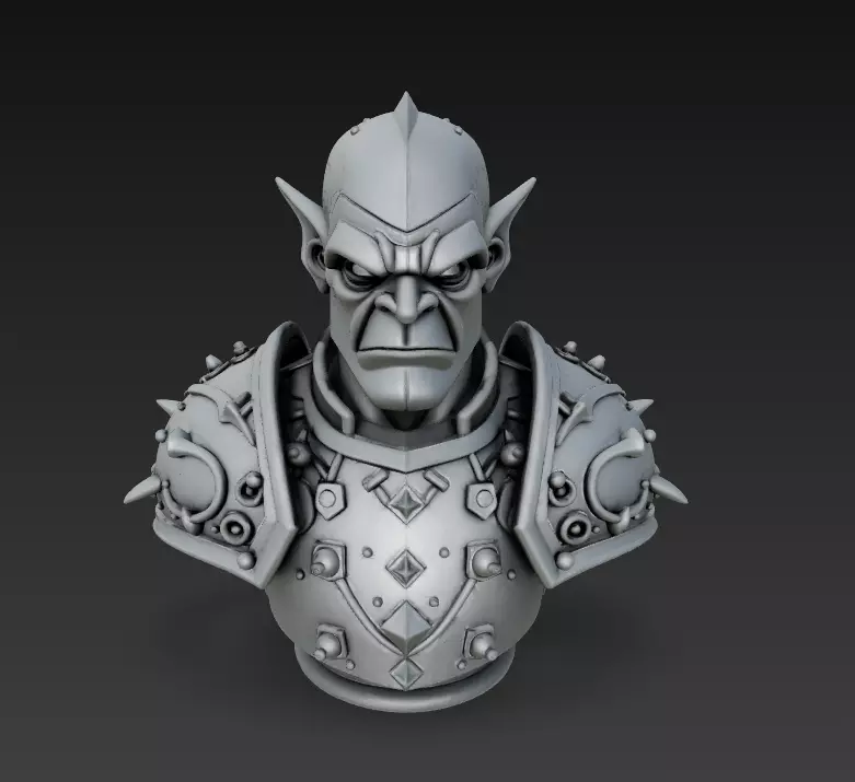 Orc Warrior Bust Collection - Stylized Armored CGI - Sculpture _10