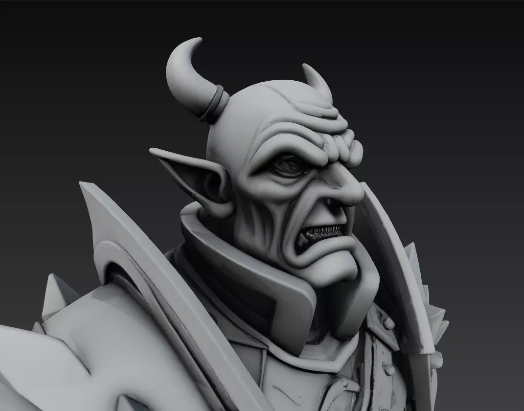Orc Warrior Bust Collection - Stylized Armored CGI - Sculpture _17