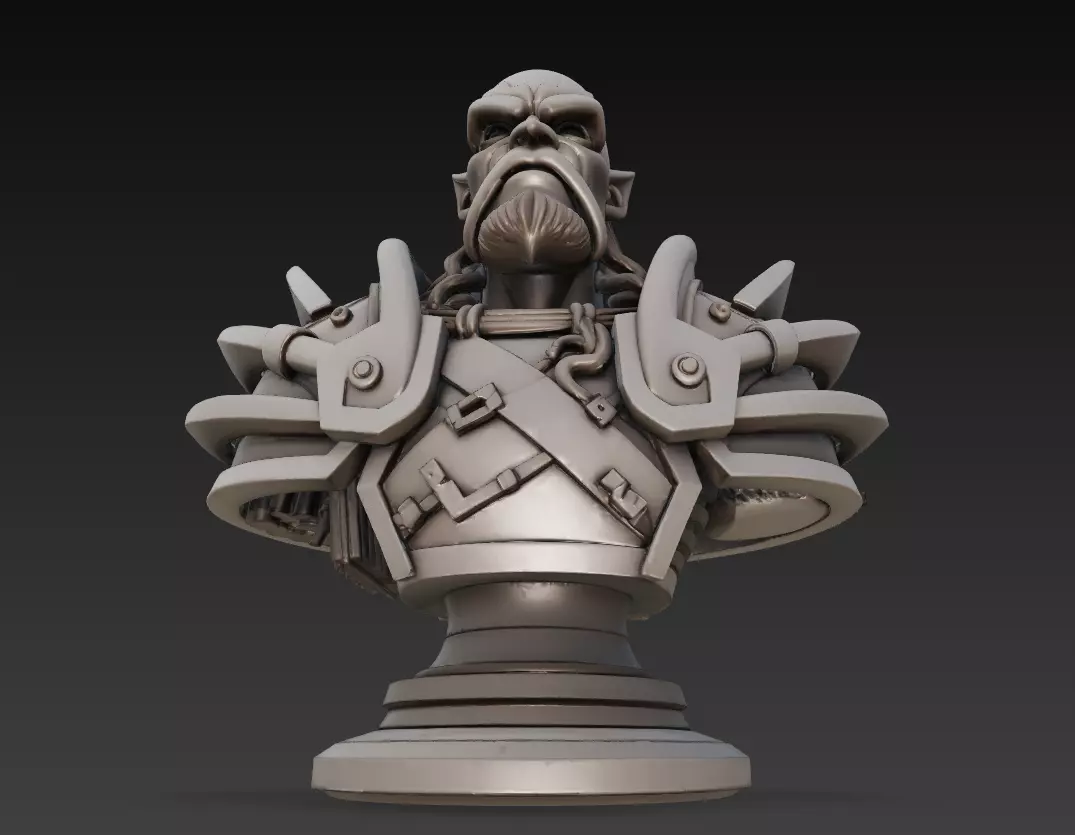 Orc Warrior Bust Collection - Stylized Armored CGI - Sculpture _13